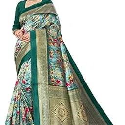 Kanooda Prints Women's Fancy Mysore Art silk Printed Saree Ethnic Flower Pattern_3145_Mysore_L.Green-picture-23