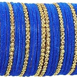 Premium Glass & Golden Beads Velvet Bangle Set For Women and Girls | Velvet Chudi | Traditional Chudi Set | Designer Girl's Bangles Bracelet | Wedding, Party, Festive, Daily- Set of 34-image-17