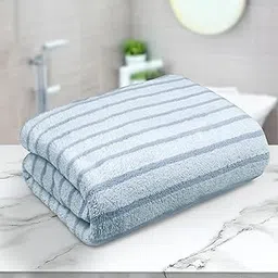 Story@Home Towels for Bath Large Size| Microfiber Towels 400 GSM Set of 1| 70 x 140 cm Grey Stripes| Towels for Men, Women & Kid |Gym Towel | Perfect for Everyday Use image 1