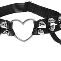 ujeavette 2xWomen Star Heart Garters Belts Rivets Gothic Punk Leather Garter Leg Ring #5-picture-16