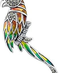 raajraani Pure 925 Sterling Silver Brooch/Lapel Pin | Miththu Miya Silver Brooch for Women | Oxidised Finish, Enamel with Marcasite | Gift for her | (9.7 gms)-picture-20