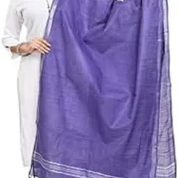 m/s gr handloom Women's Bhagalpuri Linen Cotton Blend Handloom Dupatta (Stole) with Silver Zari Border-picture-51