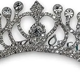 accessher Silver Plated Crystal Tiara for Girls & Women | Bridal Crown for Wedding, Birthday, Prom and Special Ocassion | Princess Look Headband | Tiara For Women & Girls-picture-38