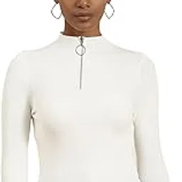 icw Women's Knit Zipper High T- Neck Full Sleeves Pullover Sweater Top (ONE Size XS-S Bust (26-34 INCH-picture-20
