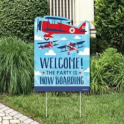 Taking Flight - Airplane - Party Decorations - Vintage Plane Baby Shower or Birthday Party Welcome Yard Sign-picture-24