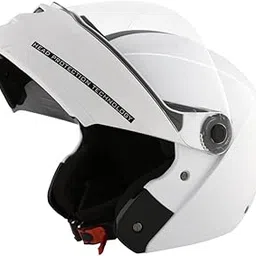 STUDDS Ninja ELITE Flip Up Full Face EPS Helmet with Plain Center Strip (White, L)-picture-19
