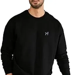 mebadass Solid Cotton Blend Mens Round Neck Relaxed Fit Sweatshirt-picture-46