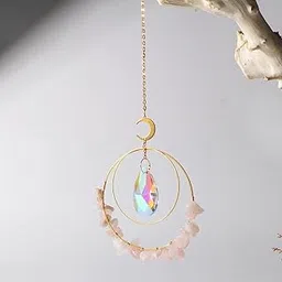 Cactopia Crystal Chips Round Suncatcher Prism Effect for Gifts, Window Hanging Ornament & Boho Garden Decor (Rose)-image-11