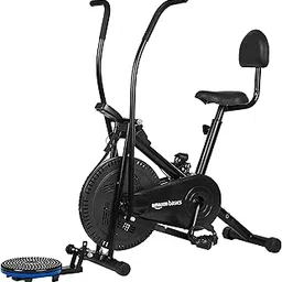 Amazon Basics Air Bike Exercise Cycle With Moving Or Stationary Handles, Adjustable Cushioned Seat, Back Support & Twister, Max User Weight 100 Kg (Multicolor)-picture-39
