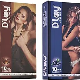 D'lay Dotted Real Feel Condoms for Men | Ultra Soft for Extra Pleasure and Satisfaction | Long Lasted, Lubricated | Chocolate, Blueberry Flavour Condoms - 10 (Pack of 2)-picture-26