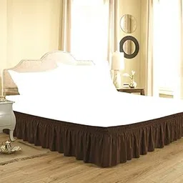 YRM Bedding's Brown Bed Skirt Wrap Around 600Microfiber with Easy Fit with 19''' Inch Tailored Drop - Shrinkage and Fade Resistant with Microfiber 19'' Bed Skirt King Size [78'' x 80'']-image-11