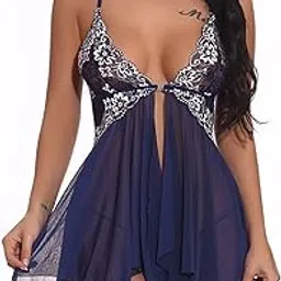 ssoshhub Dual Tone Lingerie for Women Lovely Polyester College Girl Deep V Neck Teddy Babydoll Backless Mesh Lingerie Babydoll Nightwear Flair Skirt-picture-40