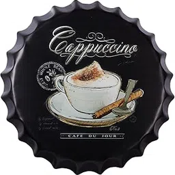 EAZYWAGON Decorative Metal Bottle Caps Wall Sign Plates - 14X14 Inches – CAPPUCCINO Metal Sign Wall Hanging Bottle Cap for Home, Farmhouse, Bar & Cafe Decoration | Vintage & Retro Look Wall Plaques-picture-57