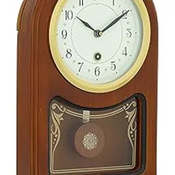 CHRONIKLE Vertical Wooden Analog Pendulum English Numbers Table Clock for Office Desk Study Living Room Decorations Gifts (Size: 23 x 8 x 33.5 CM | Weight: 1240 Gram | Color: Brown)-picture-30