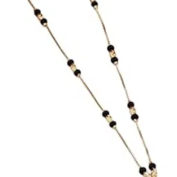 Gold-Plated Mangalsutra Chain Necklace with Black Beads, Traditional Design-picture-24