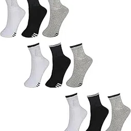 atipriya Unisex All Purpose Solid Color Formal Casual Sports Athletic Gym Workout Running Ankle Length Opaque Socks (Set of 9)-picture-52