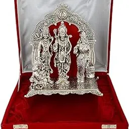 INTERNATIONAL GIFT® Silver Ram Darbar GodIdol Statue Oxidized Finish with Beautiful Velvet Box Packing and with Carry Bag (24H x 21W x 11L Centimeters)-picture-24