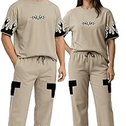 twinny zone Couple Co-Ord Sets Cotton | Oversized for Men Women Love (Set of 4 | 220 GSM | FireHS+Lower CS1)-picture-42