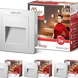 Murphy 3W Wall Step White Body Conceal Light Outdoor and Indoor LED Foot Light with Aluminium IP65 Grade Waterproof Body : Warm White, Pack of 4-picture-13