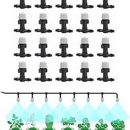 JERN® 20 Pcs Plastic Sprinkler Heads Misting Nozzles with Tee Joints for Misting Watering Plant Flower Cooling System Home Garden Irrigation (Black,20Pcs/Set)-picture-19
