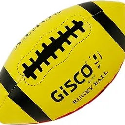 GISCO Soft Rugby Ball for Adults & Youth (1 Piece) | for Training & Play, Indoor & Outdoor Use | Handstitched, Made PVC - Size 200mm, Single (Red & Yellow)-picture-28