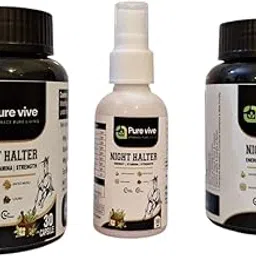 Pure Vive Night Halter – Herbal Energy, Stamina & Strength Booster | Ayurvedic Performance Enhancer with Ashwagandha, Safed Musli, Shatavari & Long | 30 Capsules & 50 ML Oil Combo | Natural Vitality & Endurance Supplement | GMP Certified & Lab-Tested-image-85