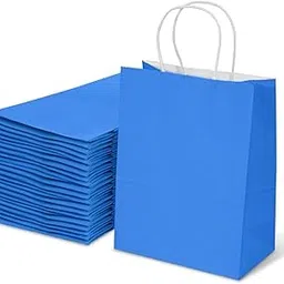 Aakriti Gift Bag Kraft Paper Bags With Handle For Birthdays, Weddings, and Parties Colorful, Durable, and Stylish Gift Packaging Bags, Perfect For Special Events 9.8 X 8 X 3.15 Inch (Blue, 10) image 1