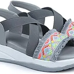 himquen Designer Wedges Criss Cross Strips Embroidery Work For Women's/Girls-picture-40