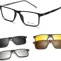 Rectangle TR90 Clip on Glasses with 3D Lens for Myopic Men Women,4 in 1 Clip on Sunglasses with Spring Hinge 6053-image-22