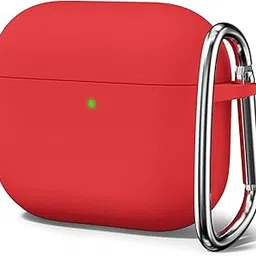 Meyaar for Apple AirPods 4 ​​​​​​​Case Cover with Keychain, Soft Skin Silicone Case Cover, Full Protective Case Cover Compatible with Apple AirPods 4 Case 2024 (Red)-image-5