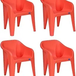 Nilkamal Mid Back Chair with Arm EEZYGO | Chair for Living Room, Bed Room, Kitchen, Office Room, Outdoor| 100% Polypropylene Stackable Chair | (Peach, Set of 4)-picture-27