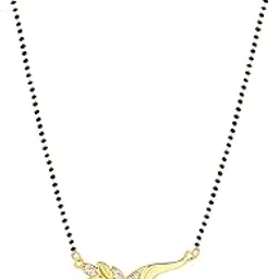 meenaz American Diamond Mangalsutra for women stylish 1gm gold mangal sutra short AD CZ Pendant Necklace design jewellery for women nallapusalu chains one gram 18 inch black beads chain golden -2-picture-36