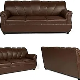 Arica Home Sofa 3-Person Sofa In -Brown Color Leatherette-picture-28