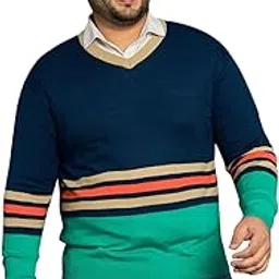 bigbanana Men Plus Size Colourblocked Multi Color Sweater(Jamestown,Multicolour,7XL)-picture-16