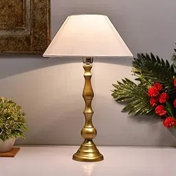 Homesake® Teardrop Gold Brushed Lamp with White Cone Shade-picture-36