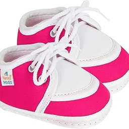 neska moda Baby Boys & Girls 6 to 12 Months Pink Cotton Lace Booties-picture-33