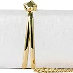 inovera (label) Hand Clutch for Women, Girls - Evening Party Wedding Clutches Purse with Crossbody Shoulder Sling Chain (Silver)-picture-15