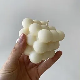 Hygge & Cwtch Bubble Candle | Handmade Soy Cube Candles Danish Pastel Room Decor Aesthetic Scented Aromatherapy Cute Shaped Decorations (Vanilla Cream, 2.5 x 2.5 x 2.5 in) image 1