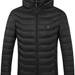elaccent Unisex USB Electric Heated Cotton-Padded Jacket with Hood and Temperature Control-picture-36