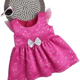 Many Frocks Girls' Star Print Satin Party Dress with Flutter Sleeves, Knee Length, Pink-picture-10