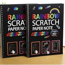 Edu Toys Big Size Rainbow Scratch (2 Books - 20 Pages) Paper Notes Scratch Art Activity Books 11 inch x 8 inch Scratch Magic Doodle Note Pad for Kids Arts and Crafts-picture-10