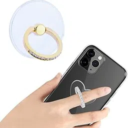 Swap-n-Snap Mobile Ring Grip | Round-Shaped Transparent Sticker | Bling Crystal Design for Stylish Phone Grip & Stand-picture-10