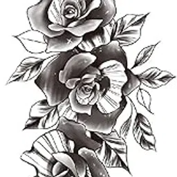S.A.V.I Temporary Tattoo Stickers, 3 Rose Flowers With Leaves Tattoo Pattern For Men, Women, Tattoo For Hand Arm, Size 21x11cm - 1Pc.-picture-34