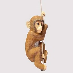 Cute Hanging Monkey Figurine on Rope - Whimsical Climbing Jungle Animal Statue - Resin Indoor/Outdoor Garden, Patio & Tree Decor-image-42