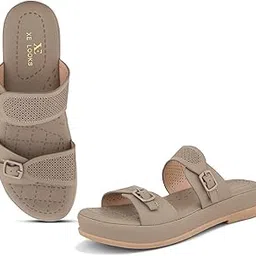 xe looks Women's Elegant Buckle Sandals - Perforated Comfort For Everyday Style-picture-22