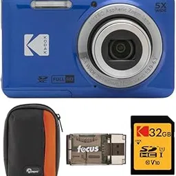 Kodak PIXPRO Friendly Zoom FZ55 Digital Camera (Blue) Bundle with Camera Case, 32GB Class 10 UHS-I U1 SDHC Memory Card and USB 2.0 Card Reader (4 Items)-image-33
