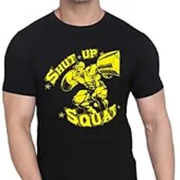 Original Way Men Cotton Half Sleeve Round Neck Stylish Mens Casual Wear Shut Up Squat Gym Workout Printed T Shirt HSR-2960-image-65