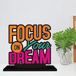 SAMART ART Modern MDF Wood Focus On Your Dream Positive Motivational Quotes Table Top Showpiece Decor Item 6 x 6 Inches-picture-10