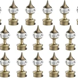 Diamond Stainless Steel Curtain Bracket Parda Holder Rod Pocket Finials Designer Door and Window Rod Support Fittings (Pack of 16, Antique)-picture-17
