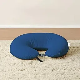 ADMIRAE 5-in-1 Baby Feeding Pillow with 100% Cotton Removable Cover | Breastfeeding Pillow | Nursing Pillow with Belt | (Blue Velvet)-picture-52